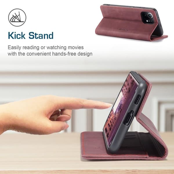 CASEME Retro Lompakkokotelo - Xiaomi Mi 11 - Wine Punainen Red
