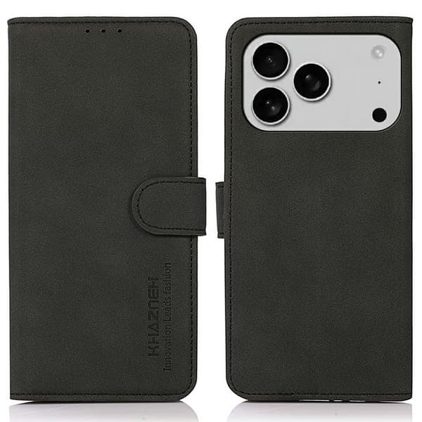 KHAZNEH Til iPhone 17 Pro Pungcover PU-læder med Stander - Sort Black