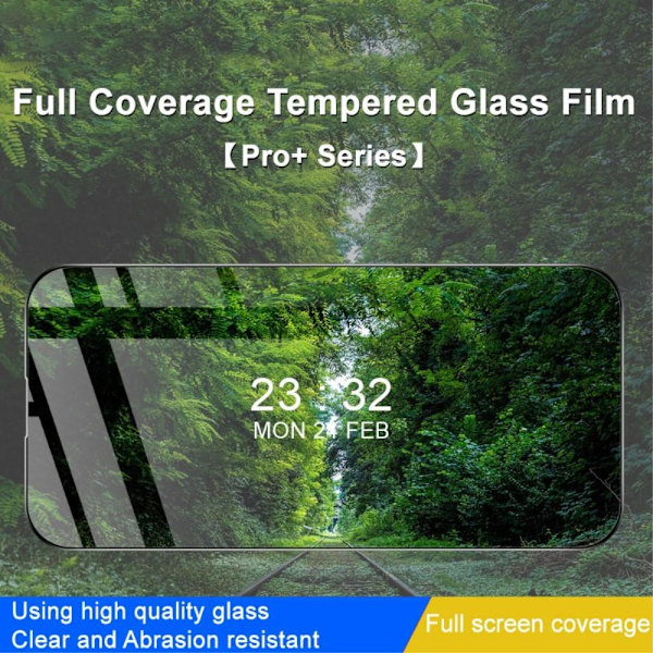 iPhone 14 Pro IMAK Pro+ Full Coverage Herdet Glass Svart Ramme Transparent
