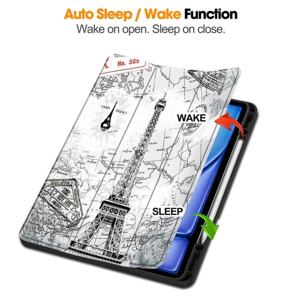 Til iPad Air 13 (2024) Etui Tre - fold Stativ Tablet Cover med Pen Holder - Tower Multicolor