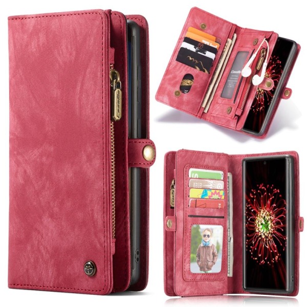 CASEME Samsung Galaxy Note 20 Retro läder plånboksfodral Röd