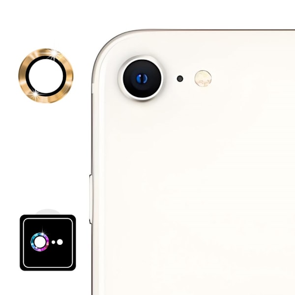 For iPhone 16e Kameralinsebeskytter ENKAY Hat-Prince Metallring Linsefilm Gold