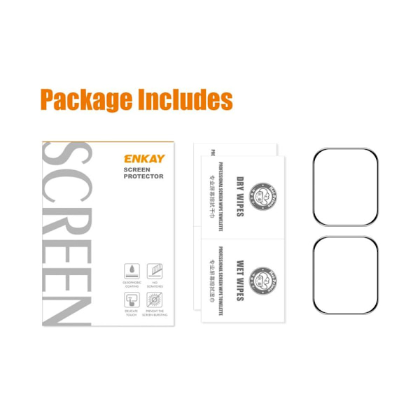 Apple Watch Series 7 41mm Enkay Heltäckande härdat glas 2-pack Transparent