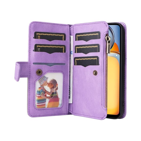 KT Wallet Case til Xiaomi Redmi 13C - Lilla - sort Purple