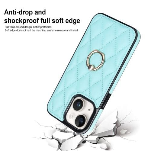 iPhone 14 - kotelo Rhombus Grid Pattern Takakannen Rengastuki - Taivaansininen Light blue