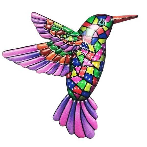 Fågel Kolibri Väggdekor Trädgård prydnad 12x13,5cm - Lila Lila