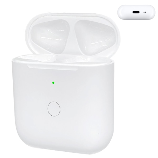 Til AirPods 1/2 Erstatningsopladningsetui Indbygget 550mAh Batteri White