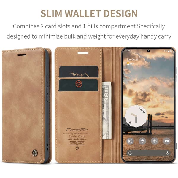 CASEME Telefonlommebokdeksel med stativ til Google Pixel 11 Pro og Google Pixel 11 Brown