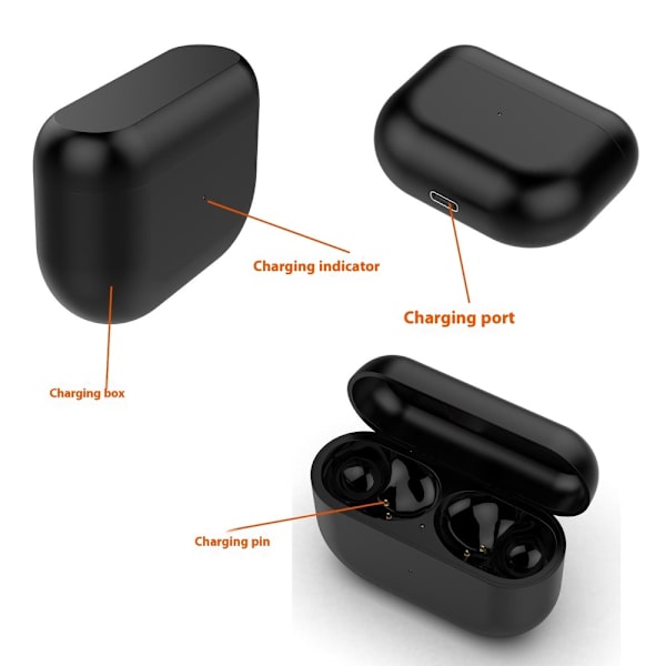 Docka för Jabra Elite 8 / Elite 8 Active Earbuds Laddningsfack Laddningskabel Svart