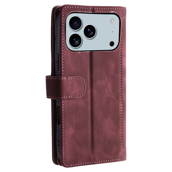 Til iPhone 17 Pro Max Etui med Lynlåslomme og 9 Kortlommer Red