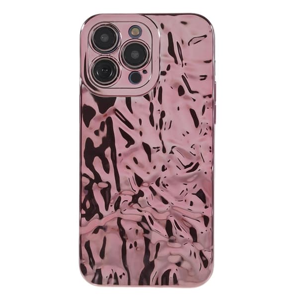 Til iPhone 15 Pro Max TPU Etui Elektroplating Rynket Ujævn Telefon Cover Pink
