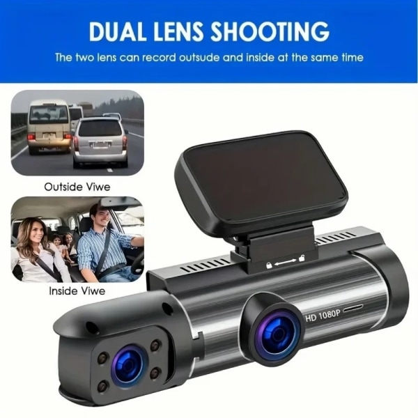 M8 HD Dual Lens Front Dash Cam 3,16 tuuman IPS-näytön auto DVR Black