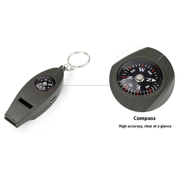 Multifunktion 4 i 1 Visselpipa Kompass Förstoringsglas Termometer Grön one size