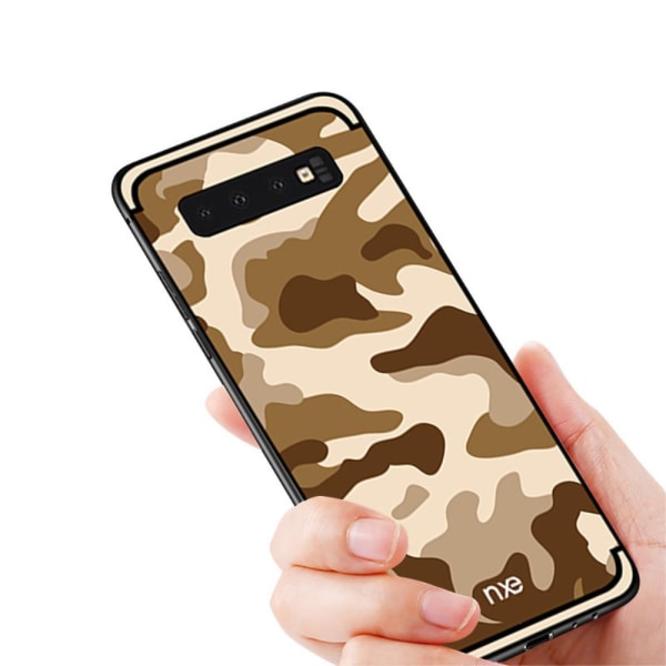 NXE Camouflage Pattern TPU Cover for Samsung Galaxy S10 - Khaki Brown