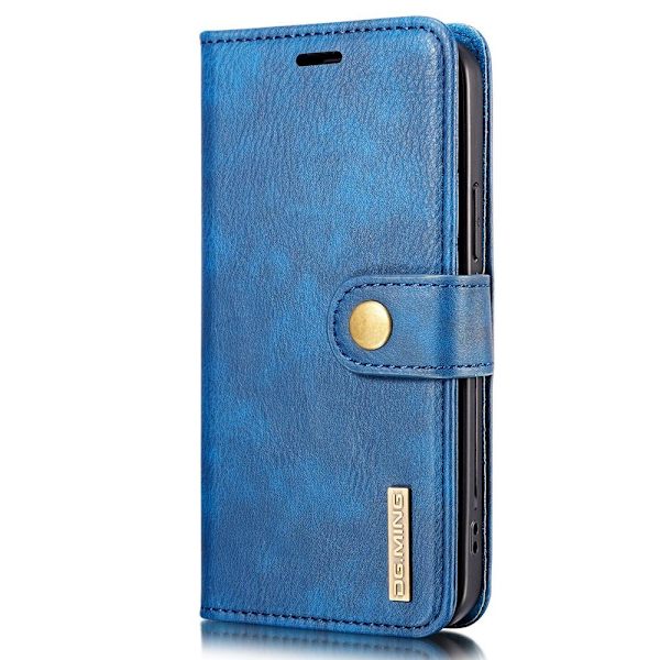 DG.MING For iPhone 13 Pro Stylish Wallet Case - Blue Blue