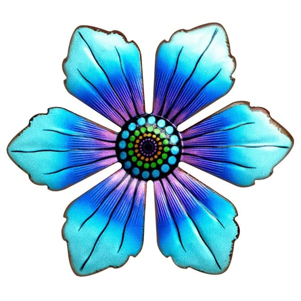 Blomma Metall Väggdekor Trädgård prydnad 15x15x0,8cm - Blå Blå