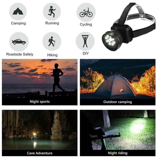 Vandtæt 1080P Videokamera Lommelygte Forlygte Spotlight Black