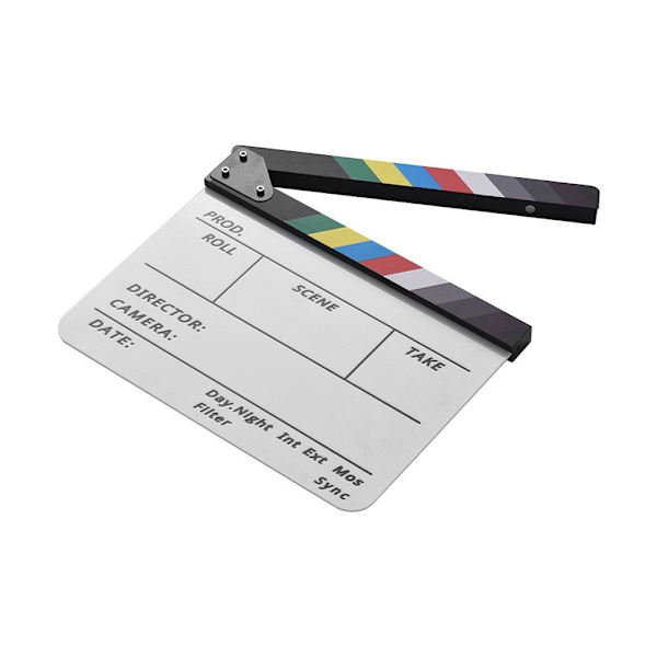 Clapboard Clapping Filmopptak med blyant - farge White