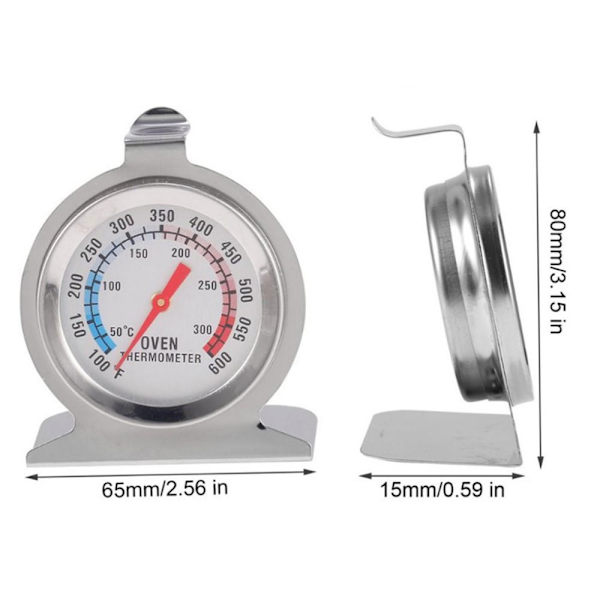 Rustfrit stål Ovnkomfur Termometer Grill Temperaturmåler Køkkenværktøj Silver