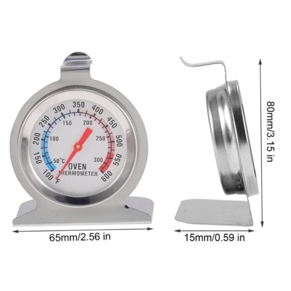 Termometer Ugn Spis rostfritt stål Temperaturmätare köksredskap Silver