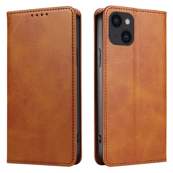 Wallet Stand Telefontaske til iPhone 15 Cell Cell Cover - Brun Brown