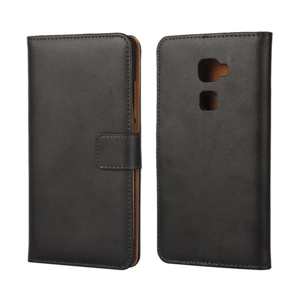 Huawei Mate S Wallet Genuine Split Leather Suojakuori Black