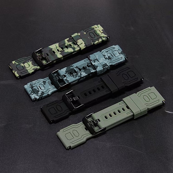 Armbånd til Garmin Fenix ​​​​7 / 7 Pro / 6 / 5 22 mm Silikone - Camouflage Grøn Green