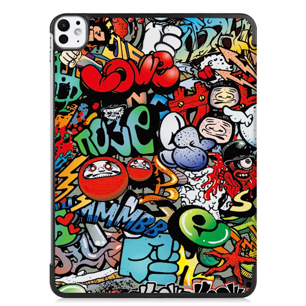 Til iPad Pro 11 (2024) Etui Tre-fold Stativ Tablet Cover - Graffiti Multicolor