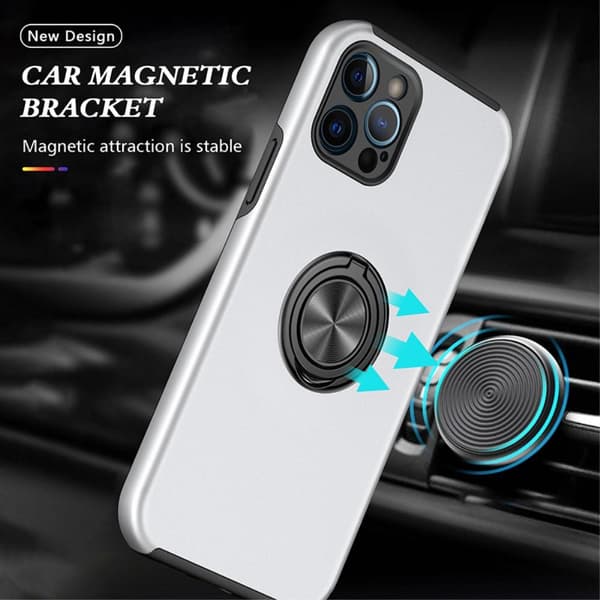 iPhone 13 Pro Hybrid Deksel Med Fingerring - Sølv Silver