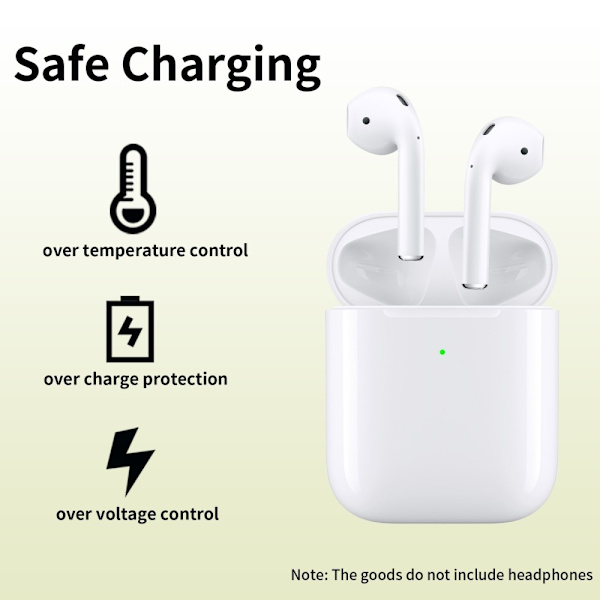 Laderetui for AirPods 1/2 med innebygd 550mAh batteri White