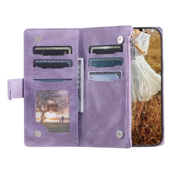 Til Xiaomi Redmi 14C Zipper Wallet Case Rhombus Telefoncover Purple