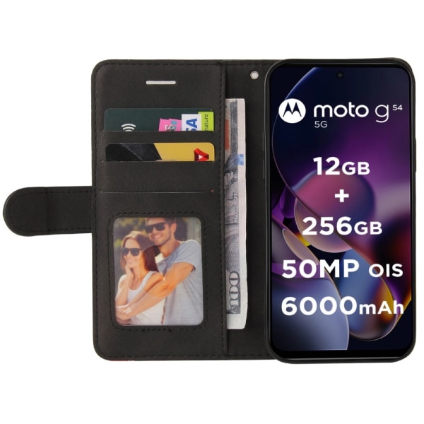 Til Motorola Moto G54 KT-serie-1 dobbeltfarve Black