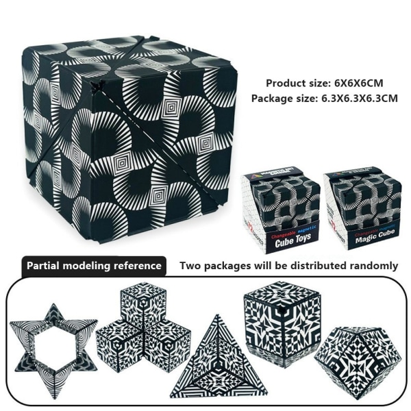 Fidget 6x6x6cm 3D magnetisk kube skiftende magisk terningpuslespill Multicolor