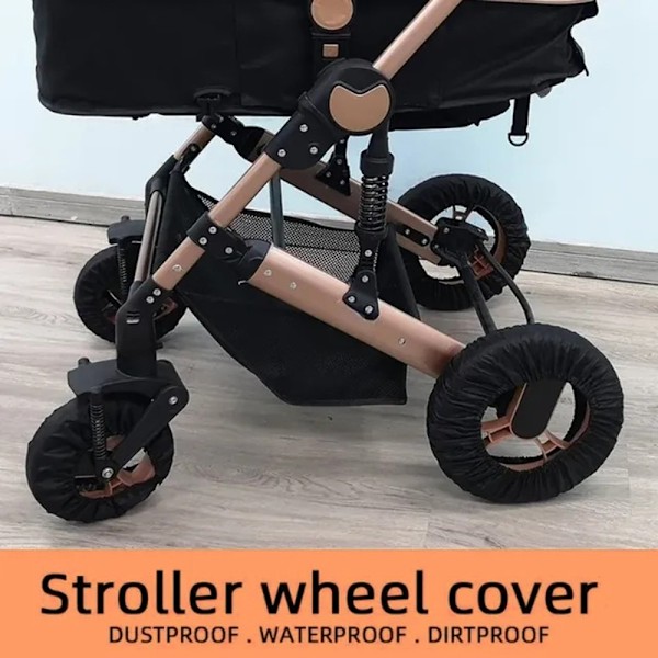 2 st Skydd Hjul Barnvagn Oxford-tyg mot smuts storlek S för 14-16cm framhjul Svart