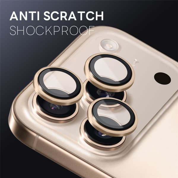 NORTHJO För iPhone 17 Pro Max / iPhone 17 Pro Kameralinsskydd Härdat Glas Metallring Guld
