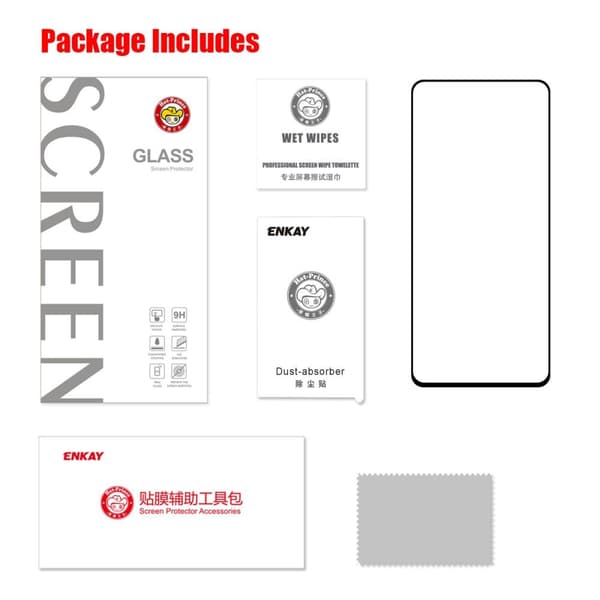 ENKAY Tempered Glass Näytönsuoja Xiaomi Punainenmi Note 9 / Note 9 Pro Max Transparent