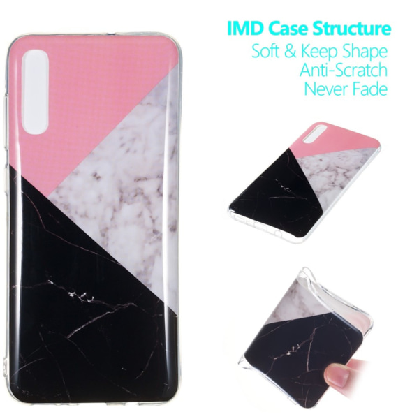 Marble Pattern IMD TPU Soft Back Case for Samsung Galaxy A70 - Style D Black