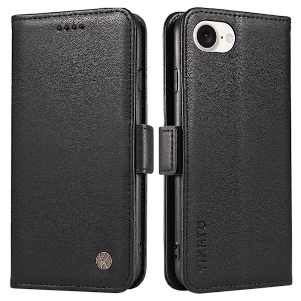 YIKATU lommebokdeksel i skinn for iPhone 16e – Svart Black