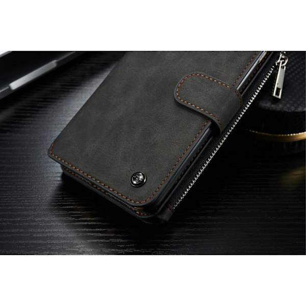 CASEME iPhone 6/6s Plus Retro Lær Lommebok-deksel - Svart Black