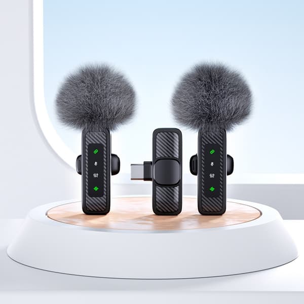 Trådløs myggmikrofon (2,4 GHz) USB-C – 2 mikrofoner + 1 mottaker Black