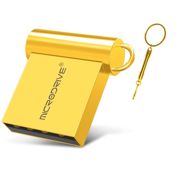 MICRODRIVE 128 GB USB-Minne 2.0 Metal Flash Drive Bärbar Guld