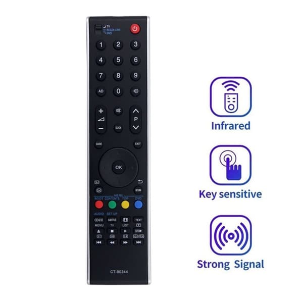 Fjernkontrollerstatning for CT-90344 For Toshiba TV Black