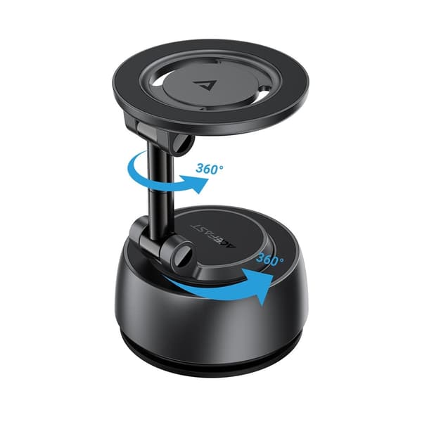 Elektrisk magnetisk mobilholder med sugekop til bilens instrumentbræt – 360° rotation Black