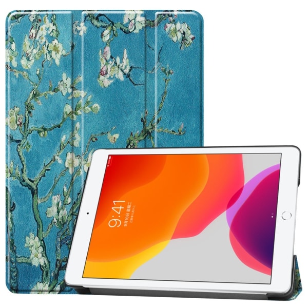 Apple iPad 10.2 (2019) Pattern PU Trifoldet Stand Tablet-Taske - Blomst Multicolor