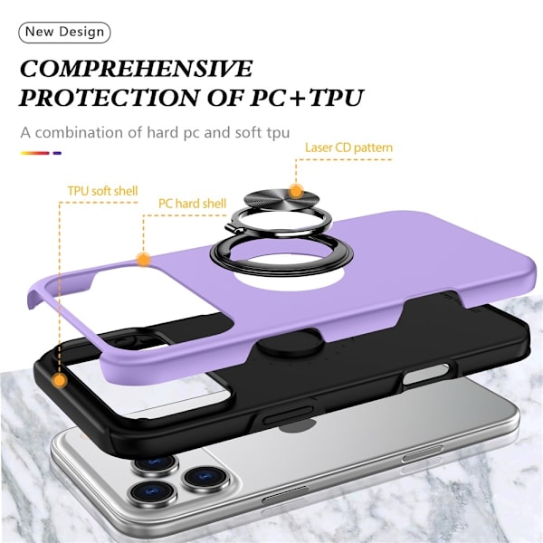 For iPhone 17 Pro Hybrid-deksel med Fingerring Purple