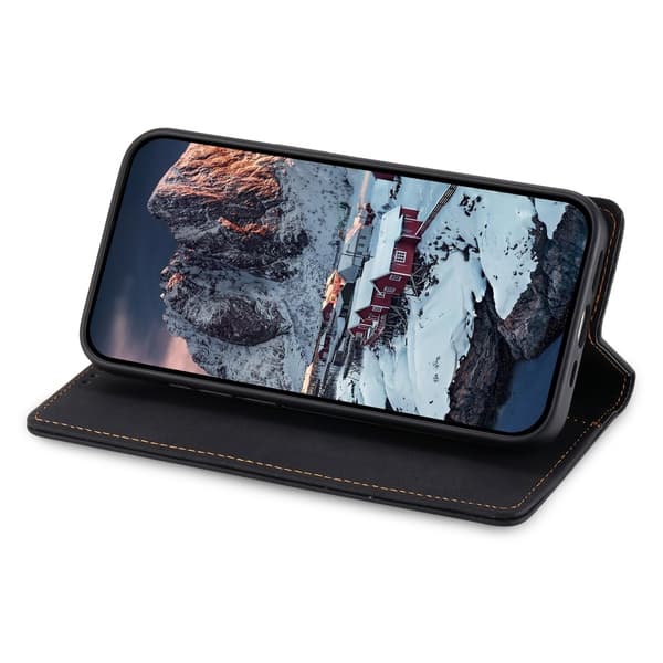 For iPhone 17e / 16e deksel magnetisk lukking fliptelefondeksel - Svart Black