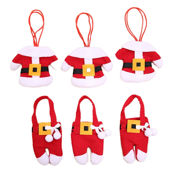 3 set Kniv Gaffel Jul Jultomte hållare Bestick Bordsdekoration Röd