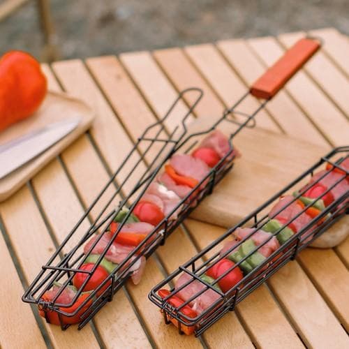 Grillkurv for utendørs BBQ, grillbur, piknikgrill, camping Black