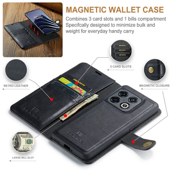 OnePlus 10 Pro 5G DG.MING 2 i 1 Lommebok - deksel Black