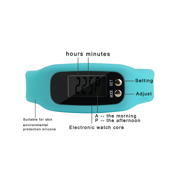 Stegräknare Pedometer Klock-modell Skön att bära - Svart Svart